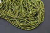 Natural Beautiful TINY 3mm SHARP CUT Peridot semi-round / roundel Gemstone Beads
