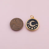 Moon Star Charm 18K Gold Filled Charm for Charm Bar Bracelets Necklaces Charms Gold Filled Charms Minimalist CZ Pave