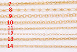 14K Ion Gold Plated unfinished loose chain by the yard oval rolo faceted round