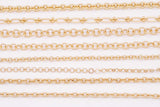 14K Ion Gold Plated unfinished loose chain by the yard oval rolo faceted round