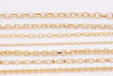 14K Ion Gold Plated unfinished loose chain by the yard oval rolo faceted round