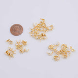 50pc 14K Gold pvd Ion Plated Clamshell Clam Shell Crimps for wires cords and chains