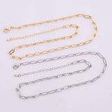 PVD Ion Plated Gold 16" Paperclip Long and Short Necklace 4mm Necklace
