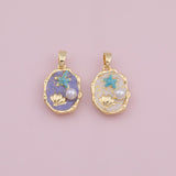 Enamel Flower Freshwater Charm 18K Gold Filled Charm for Charm Bar Bracelets Necklaces Charms Gold Filled Charms Minimalist CZ Pave