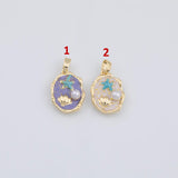 Enamel Flower Freshwater Charm 18K Gold Filled Charm for Charm Bar Bracelets Necklaces Charms Gold Filled Charms Minimalist CZ Pave
