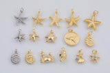 Star Fish Sea Shell Ocean Beach Mixed Charm Selection 18K Gold Filled Charm for Charm Bar Bracelets Necklaces Charms Gold Filled Charms Mini