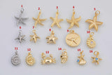 Star Fish Sea Shell Ocean Beach Mixed Charm Selection 18K Gold Filled Charm for Charm Bar Bracelets Necklaces Charms Gold Filled Charms Mini
