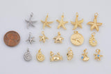 Star Fish Sea Shell Ocean Beach Mixed Charm Selection 18K Gold Filled Charm for Charm Bar Bracelets Necklaces Charms Gold Filled Charms Mini