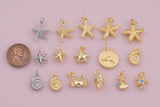 Star Fish Sea Shell Ocean Beach Mixed Charm Selection 18K Gold Filled Charm for Charm Bar Bracelets Necklaces Charms Gold Filled Charms Mini
