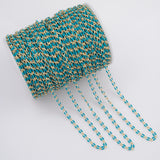 Gold Turquoise Enamel Chain 1 yard per order Tarnish Resistant