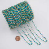Gold Turquoise Enamel Chain 1 yard per order Tarnish Resistant