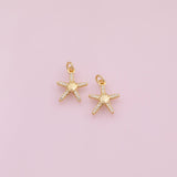 Starfish Star Fish charm Ocean Beach charm 18k Gold Filled Charm Bar Bracelets and Necklaces Silver Pave CZ Minimalist Charms
