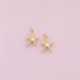 Starfish Star Fish charm Ocean Beach charm 18k Gold Filled Charm Bar Bracelets and Necklaces Silver Pave CZ Minimalist Charms