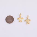 Sea Turtle charm Ocean Beach charm 18k Gold Filled Charm Bar Bracelets and Necklaces Silver Pave CZ Minimalist Charms