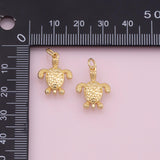 Sea Turtle charm Ocean Beach charm 18k Gold Filled Charm Bar Bracelets and Necklaces Silver Pave CZ Minimalist Charms