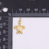 Sea Turtle charm Ocean Beach charm 18k Gold Filled Charm Bar Bracelets and Necklaces Silver Pave CZ Minimalist Charms