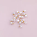 Pearl charms Ocean Beach charm 18k Gold Filled Charm Bar Bracelets and Necklaces Silver Pave CZ Minimalist Charms