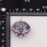 Aqua Turquoise Ceramic Sea Shell Charm ceramic clam oyster shell charms handmade painted porcelain necklace bracelet jewelry making supply