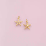 Starfish star fish charm Ocean Beach charm 18k Gold Filled Charm Bar Bracelets and Necklaces Silver Pave CZ Minimalist Charms
