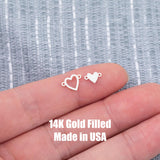 Mother Mom Daughter Heart Set Connector - 14Kt Gold Filled or Sterling Silver Connectors- for Bracelet or Necklace Permanent Jewelry Supply