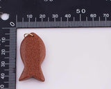 Natural Gemstone Fish Pendant Charm Gold Filled Bail
