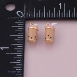 3D Milk Tea Boba Bubble Tea Charm 18K Gold Filled Charm for Charm Bar Bracelets Necklaces Charms Gold Filled Charms Minimalist CZ Pave