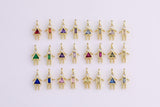 18K gold filled boy girl birthstone cz couple, kids, grandkids, family personalized charm | w068 one piece per order size is about 14mm tall
