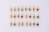 18K gold filled boy girl birthstone cz couple, kids, grandkids, family personalized charm | w068 one piece per order size is about 14mm tall