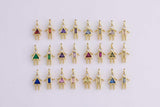 18K gold filled boy girl birthstone cz couple, kids, grandkids, family personalized charm | w068 one piece per order size is about 14mm tall