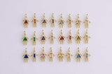 18K gold filled boy girl birthstone cz couple, kids, grandkids, family personalized charm | w068 one piece per order size is about 14mm tall