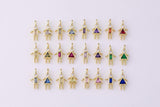 18K gold filled boy girl birthstone cz couple, kids, grandkids, family personalized charm | w068 one piece per order size is about 14mm tall