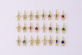 18K gold filled boy girl birthstone cz couple, kids, grandkids, family personalized charm | w068 one piece per order size is about 14mm tall
