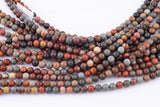 Natural Grayish Picasso Jasper Grade AAA Smooth Round 6mm, 8mm, 10mm, 12mm - Full 16 Inch Strand Smooth Gemstone Beads