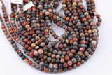 Natural Grayish Picasso Jasper Grade AAA Smooth Round 6mm, 8mm, 10mm, 12mm - Full 16 Inch Strand Smooth Gemstone Beads