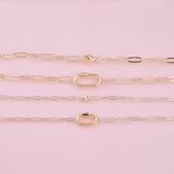 Ready to Wear and attach Charms - Charm bar necklace with charm screw clasp carabiner clasp 18K Gold Filled 18.5" Two Sizes