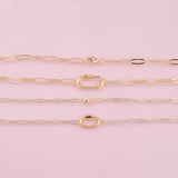Ready to Wear and attach Charms - Charm bar necklace with charm screw clasp carabiner clasp 18K Gold Filled 18.5" Two Sizes