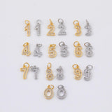 Number Charms 0-9 Gold Plated Ion pvd Plated Tarnish Resistant about 12mm tall