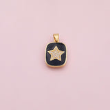 Black Star Charm 18K Gold Filled Charm for Charm Bar Bracelets Necklaces Charms Gold Filled Charms Minimalist CZ Pave