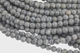 LARGE-HOLE beads!!! 8mm or 10mm smooth-finished round. 2mm hole. 7-8" strands. Smooth Gray Silver Picasso Jasper. Big Hole Beads