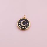 Moon Star Charm 18K Gold Filled Charm for Charm Bar Bracelets Necklaces Charms Gold Filled Charms Minimalist CZ Pave