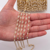 Evil eye pearl chain Gold Plated 1 yard per order