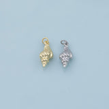 Sea Shell Conch Charm 18K Gold Filled Charm for Charm Bar Bracelets Necklaces Charms Gold Filled Charms Minimalist CZ Pave
