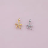 Starfish Star Fish Charm 18K Gold Filled Charm for Charm Bar Bracelets Necklaces Charms Gold Filled Charms Minimalist CZ Pave