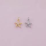 Starfish Star Fish Charm 18K Gold Filled Charm for Charm Bar Bracelets Necklaces Charms Gold Filled Charms Minimalist CZ Pave