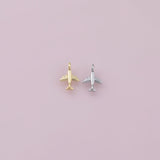 Airplane Charm 18K Gold Filled Charm for Charm Bar Bracelets Necklaces Charms Gold Filled Charms Minimalist CZ Pave