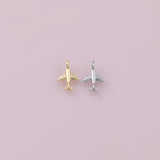 Airplane Charm 18K Gold Filled Charm for Charm Bar Bracelets Necklaces Charms Gold Filled Charms Minimalist CZ Pave
