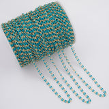 Gold Turquoise Enamel Chain 1 yard per order Tarnish Resistant