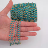 Gold Turquoise Enamel Chain 1 yard per order Tarnish Resistant
