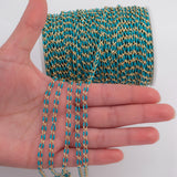 Gold Turquoise Enamel Chain 1 yard per order Tarnish Resistant