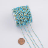 Gold Enamel Chain Egg Style Turquoise 1 yard per order Tarnish Resistant